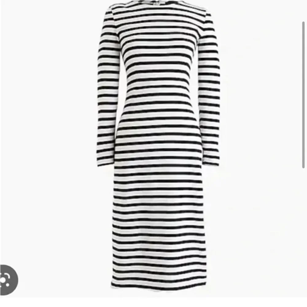 J. Crew Knit Navy & White Stripe 3/4 Sleeve MIDI Dress sz 6